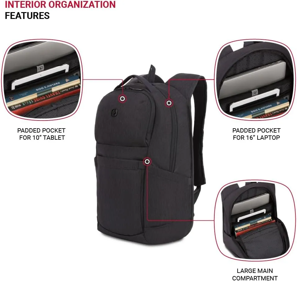 SwissGear 8183 Laptop Backpack, Charcoal Heather, 18 Inches