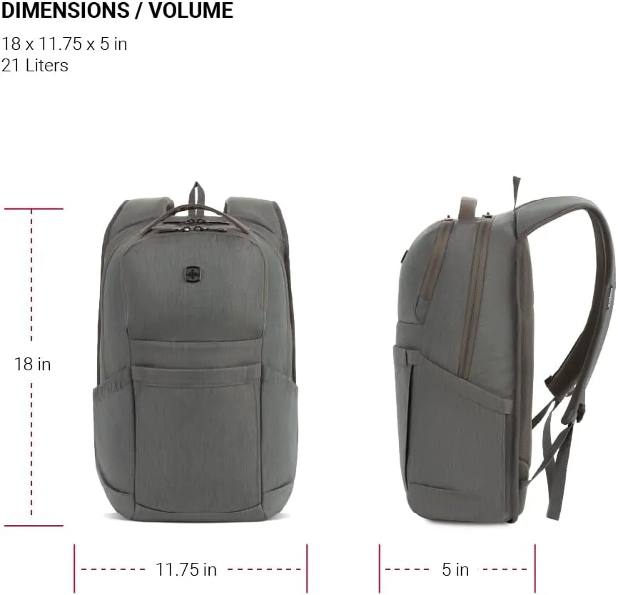 SwissGear 8183 Laptop Backpack, Light Grey Heather, 18 Inches