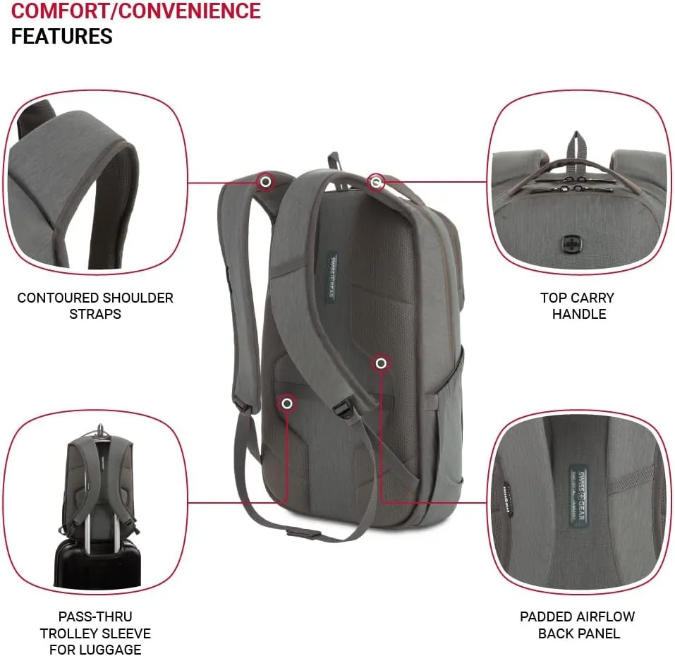 SwissGear 8183 Laptop Backpack, Light Grey Heather, 18 Inches