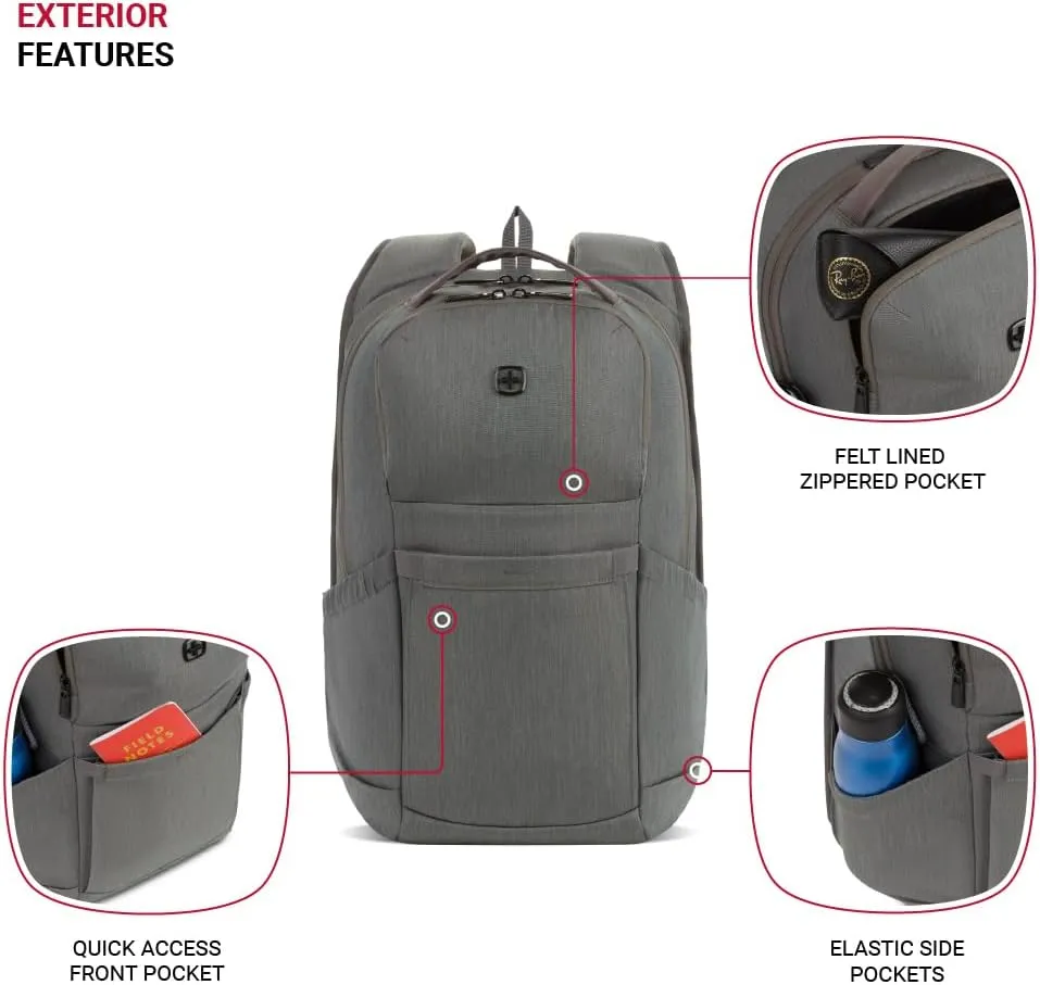 SwissGear 8183 Laptop Backpack, Light Grey Heather, 18 Inches
