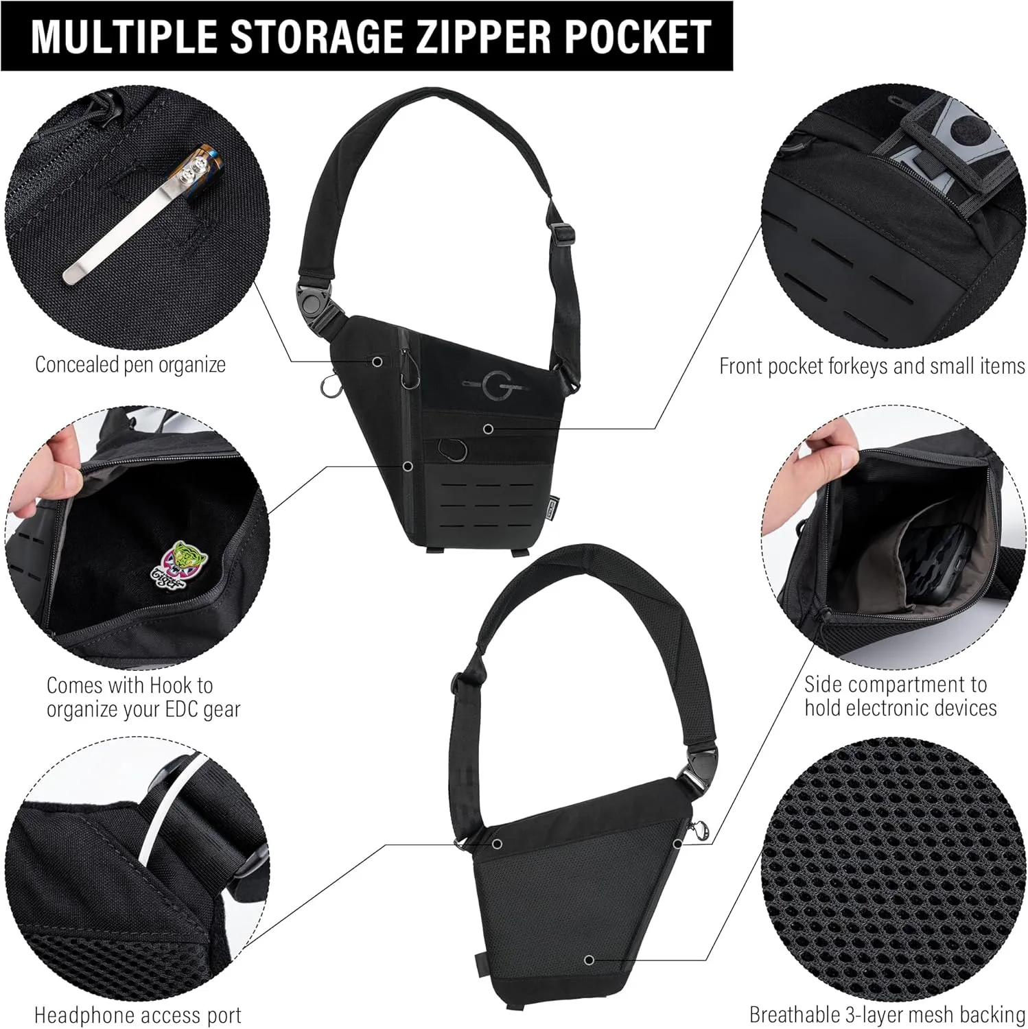 TACTICAL GEEK Lightweight Multipurpose Daypack for Daily Carry, Outdoor Sports, Hiking, Camping, Trekking