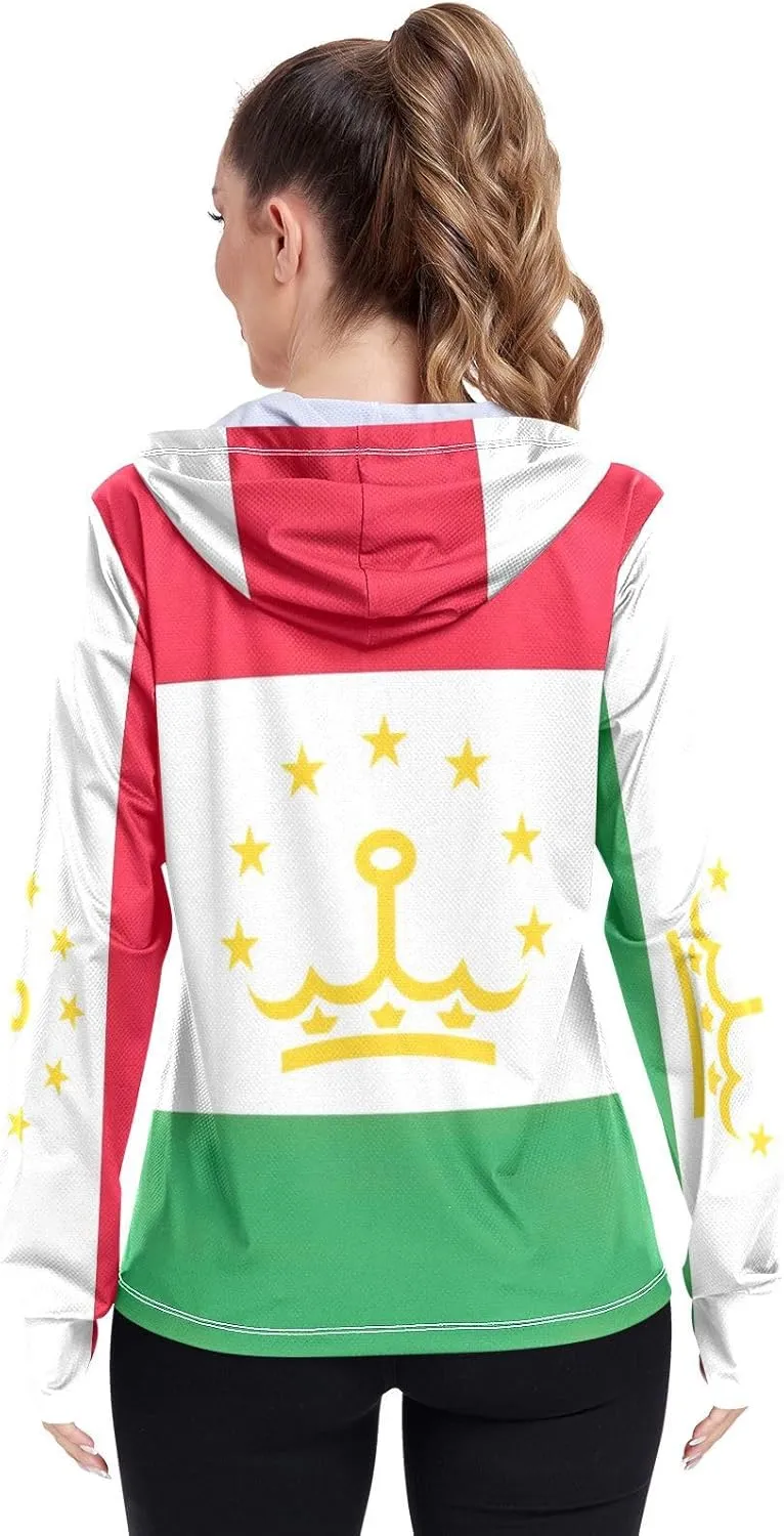 Tajikistan Flag Sun Jacket Upf 50 , Long Sleeve Zip up Outdoor Clothes