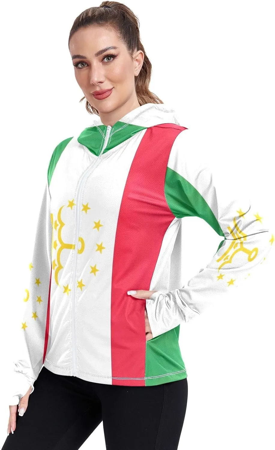 Tajikistan Flag Sun Jacket Upf 50 , Long Sleeve Zip up Outdoor Clothes