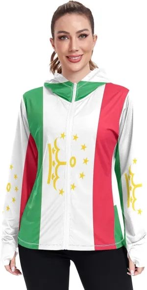 Tajikistan Flag Sun Jacket Upf 50 , Long Sleeve Zip up Outdoor Clothes