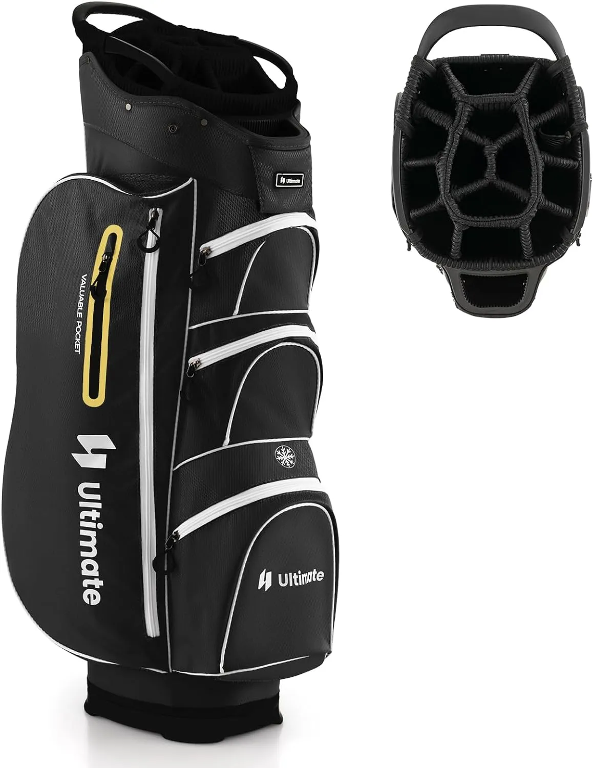 Tangkula Golf Cart Bag with 15 Way Top Dividers, Lightweight Golf Clubs Bag with Individual Putter Well & 7 Pockets, Cooler Bag, Shoulder Strap & Rain Hood, Portable Golf Carry Bag for Men & Women
