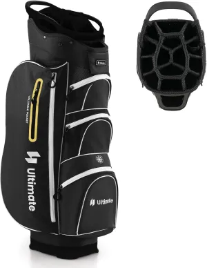Tangkula Golf Cart Bag with 15 Way Top Dividers, Lightweight Golf Clubs Bag with Individual Putter Well & 7 Pockets, Cooler Bag, Shoulder Strap & Rain Hood, Portable Golf Carry Bag for Men & Women