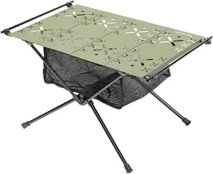 TARSHYRY Outdoor Camping Table, Portable Camping Side Table, Camping Picnic Barbecue Grill Beach Patio Indoor, Aluminum Alloy Lightweight Folding Table Portable Picnic Table (Army Green)