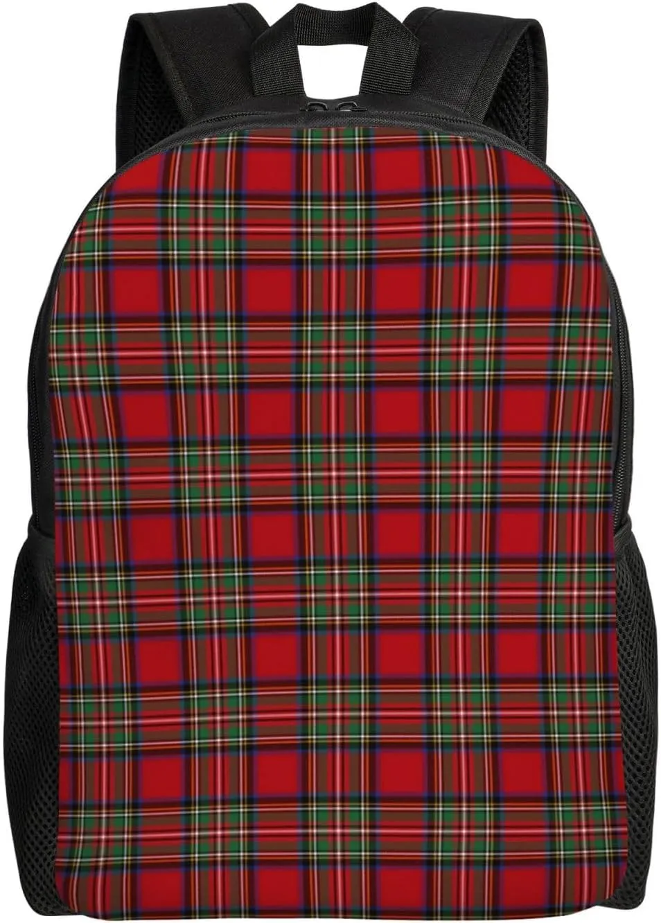 Tartan Clan Stewart Plaid Black Red Check Minimalist Laptop Backpack – Waterproof Business Travel Bag, Breathable Design, Modern Work & Leisure