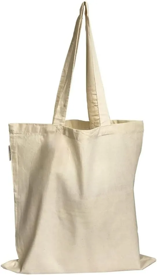 TBF 12 pcs 100% Certified Organic Reusable Cotton Canvas Tote Bags (Natural)
