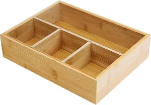 Tea Bag Holder and Storage Organizer, Bamboo Tea Bag Organizer, Sugar Packet and Coffee Station Condiment Organizer for Countertop,Cabinet,Drawer,4-Compartment Organizer Tray
