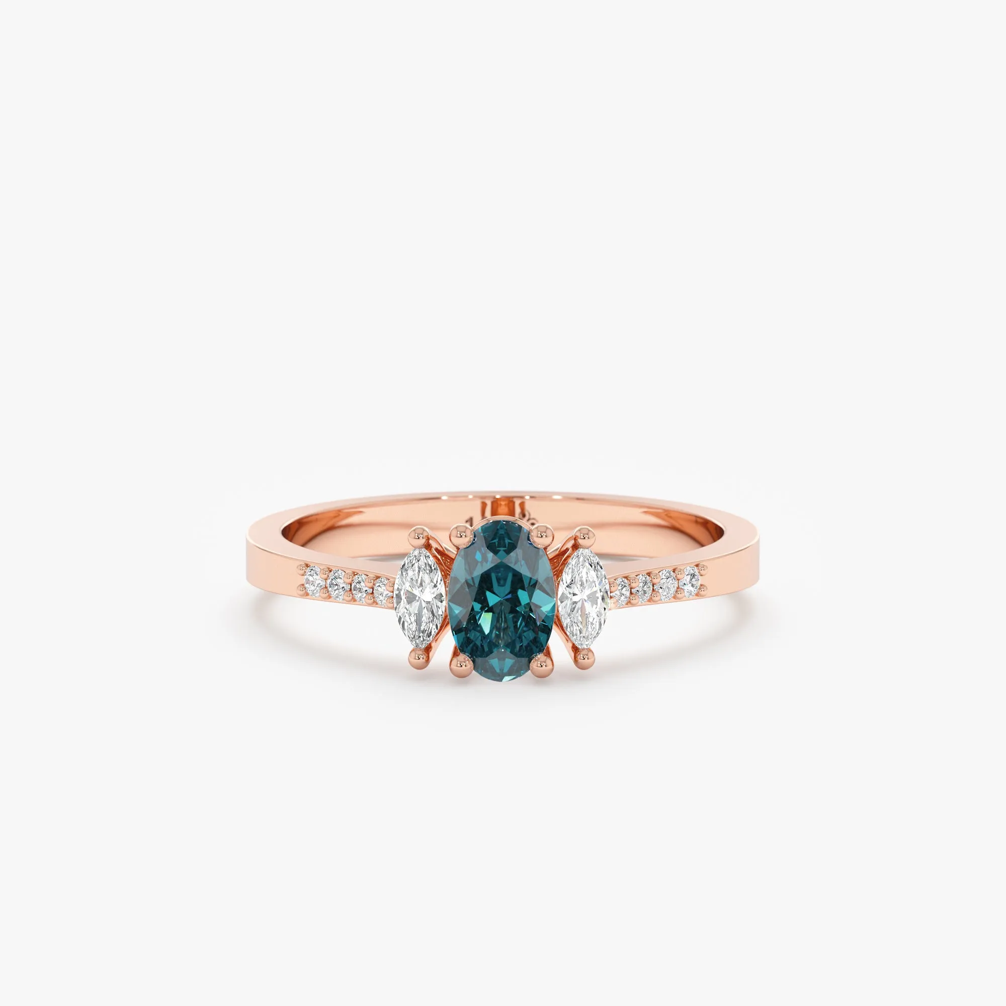 Teal Sapphire Diamond Engagement Ring, Wintra
