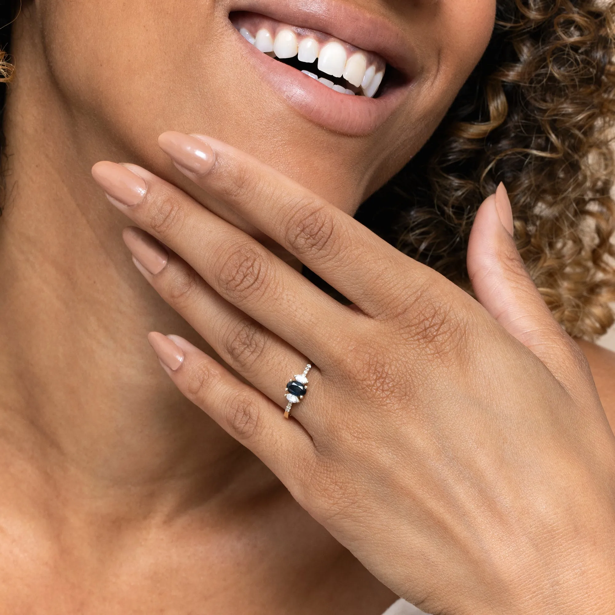 Teal Sapphire Diamond Engagement Ring, Wintra