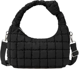 Telena Puffer Tote Bag for Women Lightweight Puffy Tote Bags Small Quilted Crossbody Shoulder Handbag with Detachable Strap