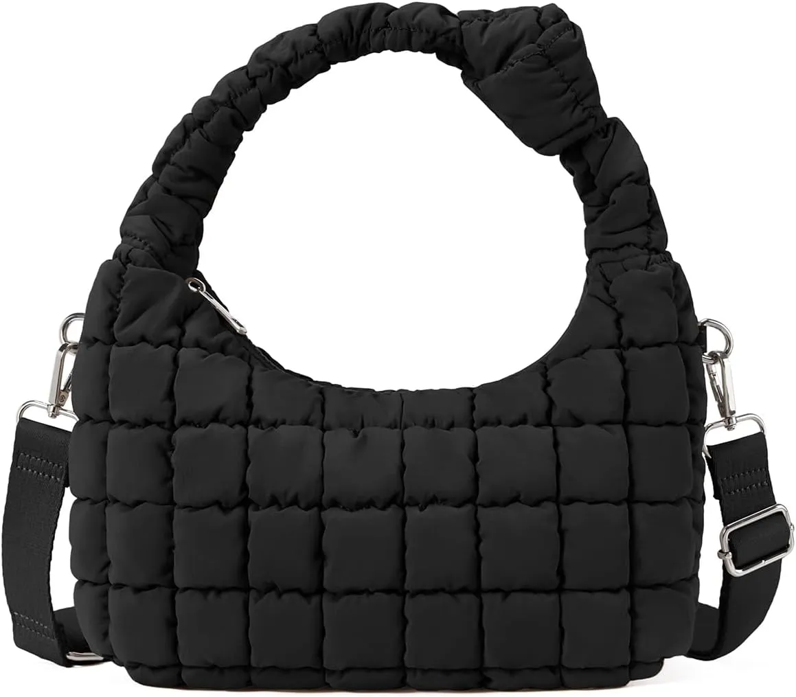 Telena Puffer Tote Bag for Women Lightweight Puffy Tote Bags Small Quilted Crossbody Shoulder Handbag with Detachable Strap
