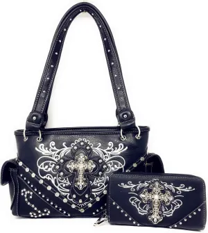 Texas West Women's Cross Shoulder Handbag Wallet Set in 9 Colors