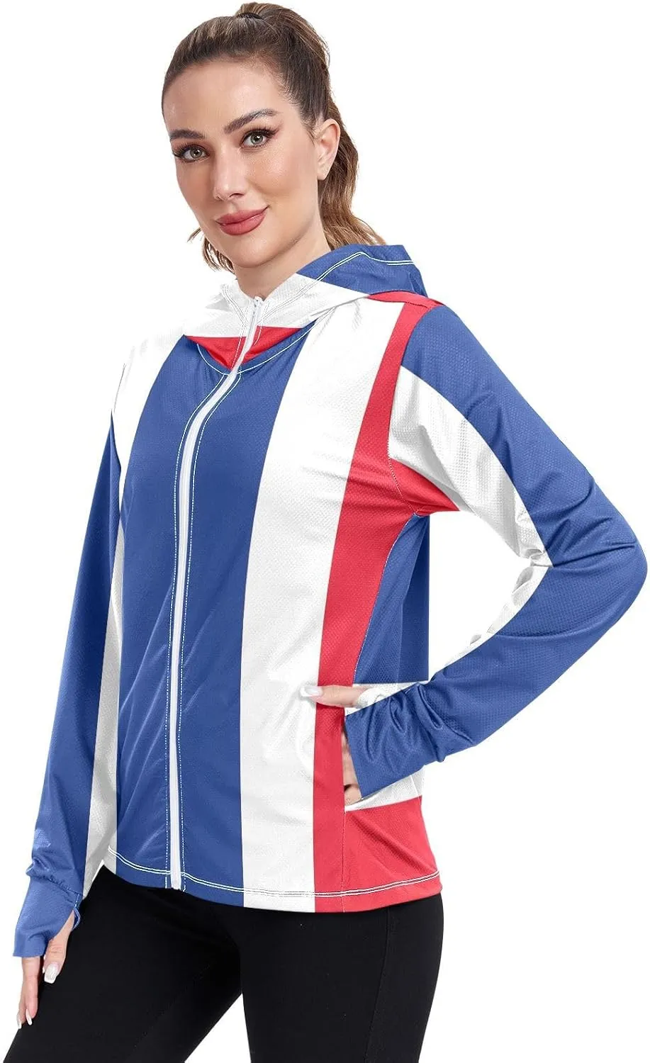 Thailand Flag Sun Protective Jacket Upf 50 , Long Sleeve Zip up Beach Jacket