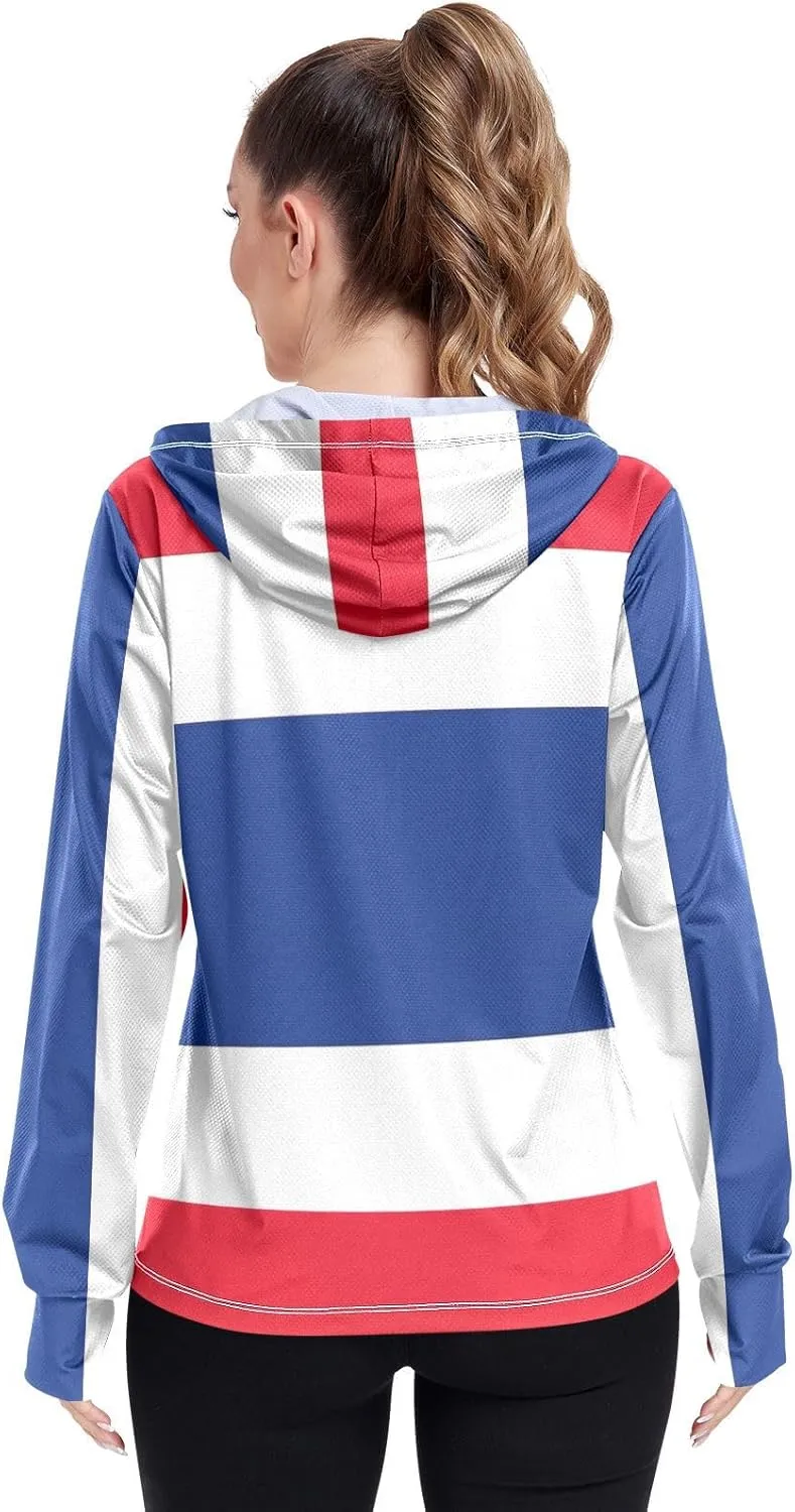 Thailand Flag Sun Protective Jacket Upf 50 , Long Sleeve Zip up Beach Jacket