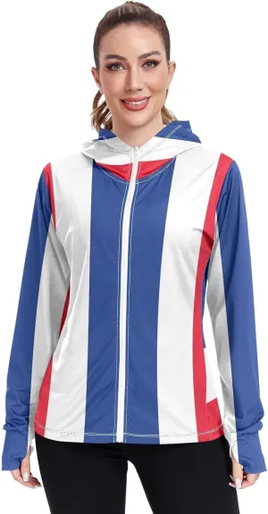 Thailand Flag Sun Protective Jacket Upf 50 , Long Sleeve Zip up Beach Jacket