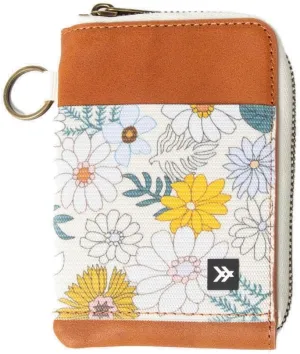 Thread Wallets RFID Blocking Leather Zip Wallet with Card Holder for Men and Women (Blossom)