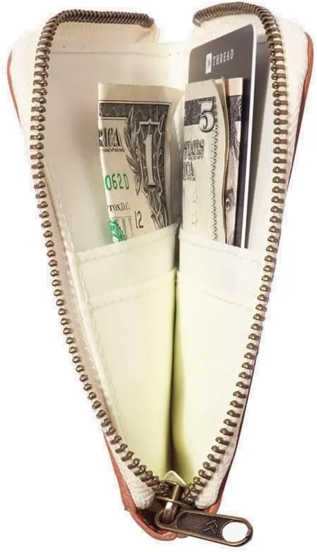 Thread Wallets RFID Blocking Leather Zip Wallet with Card Holder for Men and Women (Blossom)