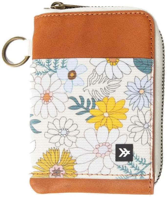 Thread Wallets RFID Blocking Leather Zip Wallet with Card Holder for Men and Women (Blossom)