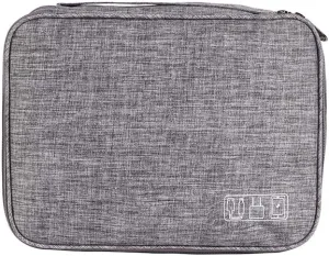 Three-layer digital bag, multi-function data cable storage bag, power bank, headset storage bag, gray