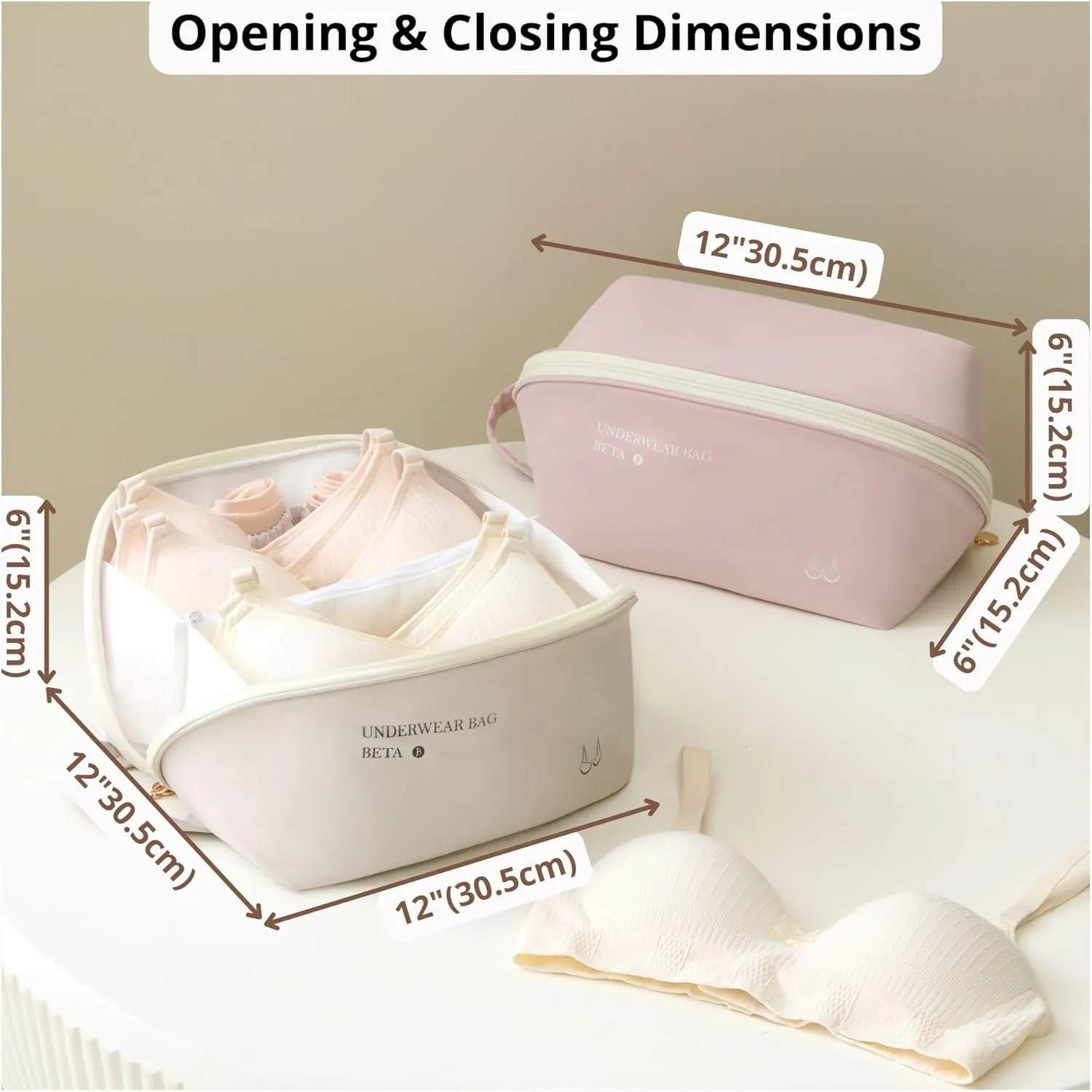 tianzong Travel Underwear Packing Cube for Women, Portable Luggage Organizer Bag, Multi-compartment Versatile Storage Bag for Suitcase (1 Pack, XL Pink)