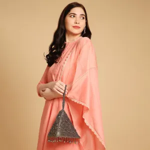 Tiara Grey triangle handbag