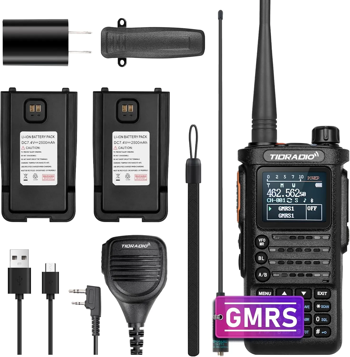 TIDRADIO (2nd Gen) TD-H8 GMRS Radio Two Way Radio,APP Programmable,Support Chirp,Long Range Walkie Talkies with 2pcs Rechargeable USB-C 2500mAh Battery,NOAA Weather Broadcast Receiver