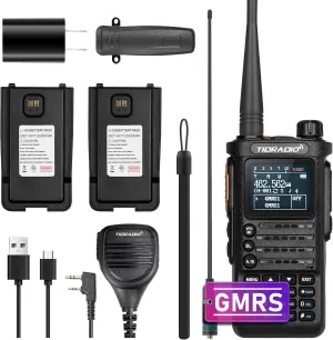 TIDRADIO (2nd Gen) TD-H8 GMRS Radio Two Way Radio,APP Programmable,Support Chirp,Long Range Walkie Talkies with 2pcs Rechargeable USB-C 2500mAh Battery,NOAA Weather Broadcast Receiver