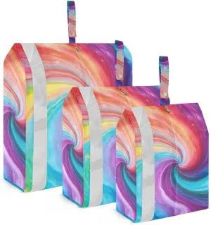 Tie Dye Travel Storage Bag with Lanyard - Portable Lightweight Classified Storage Bag with Zipper, Dust and Waterproof Travel Packing Cube for Suitcase,3 Pieces