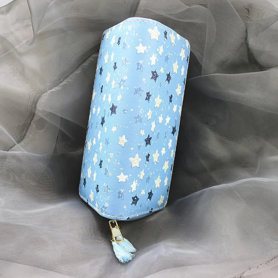 Timlee Cactus Unicorn Zipper Wallet Long Clutch Bag PU Leather Purse Girls Christmas Gift(Blue Star 0828)