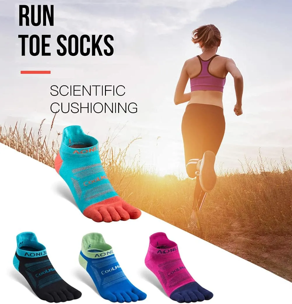 Toe Socks Cool-max Running Socks for Men Women 3 Pairs Athletic Breathable Five Finger Socks