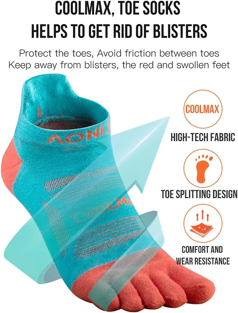 Toe Socks Cool-max Running Socks for Men Women 3 Pairs Athletic Breathable Five Finger Socks