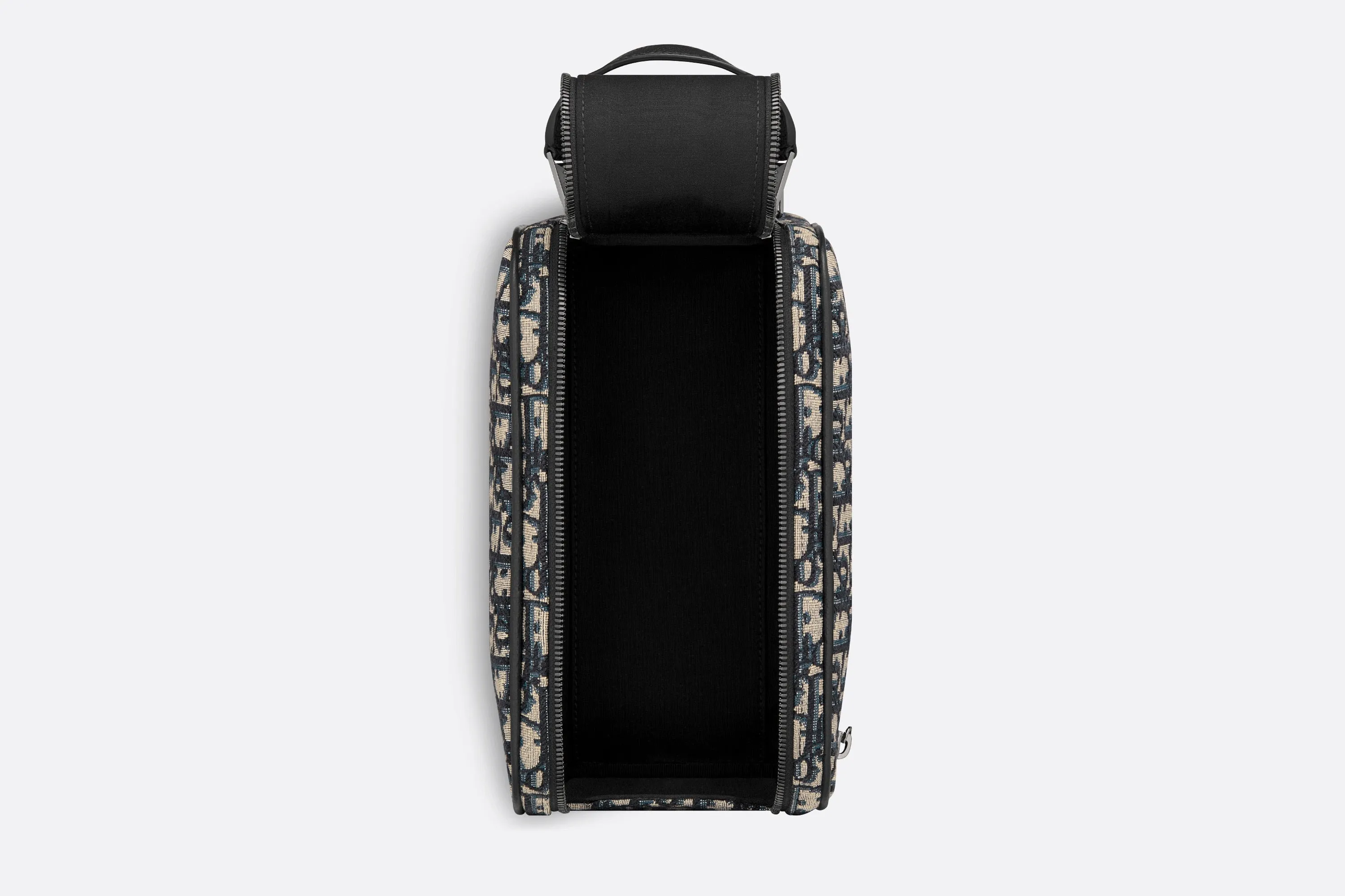 Toiletry Bag • Beige and Black Dior Oblique Jacquard and Black Grained Calfskin