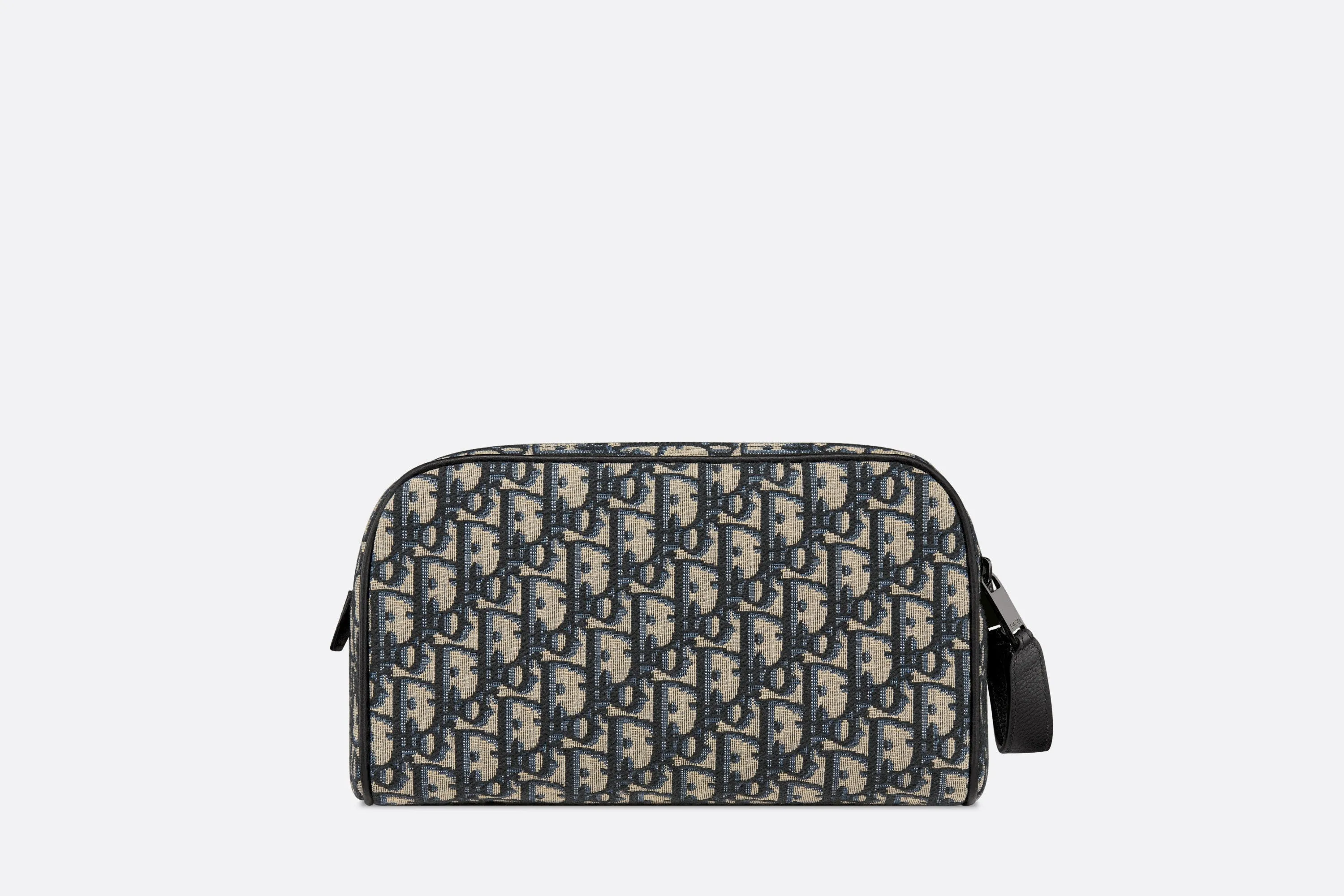 Toiletry Bag • Beige and Black Dior Oblique Jacquard and Black Grained Calfskin
