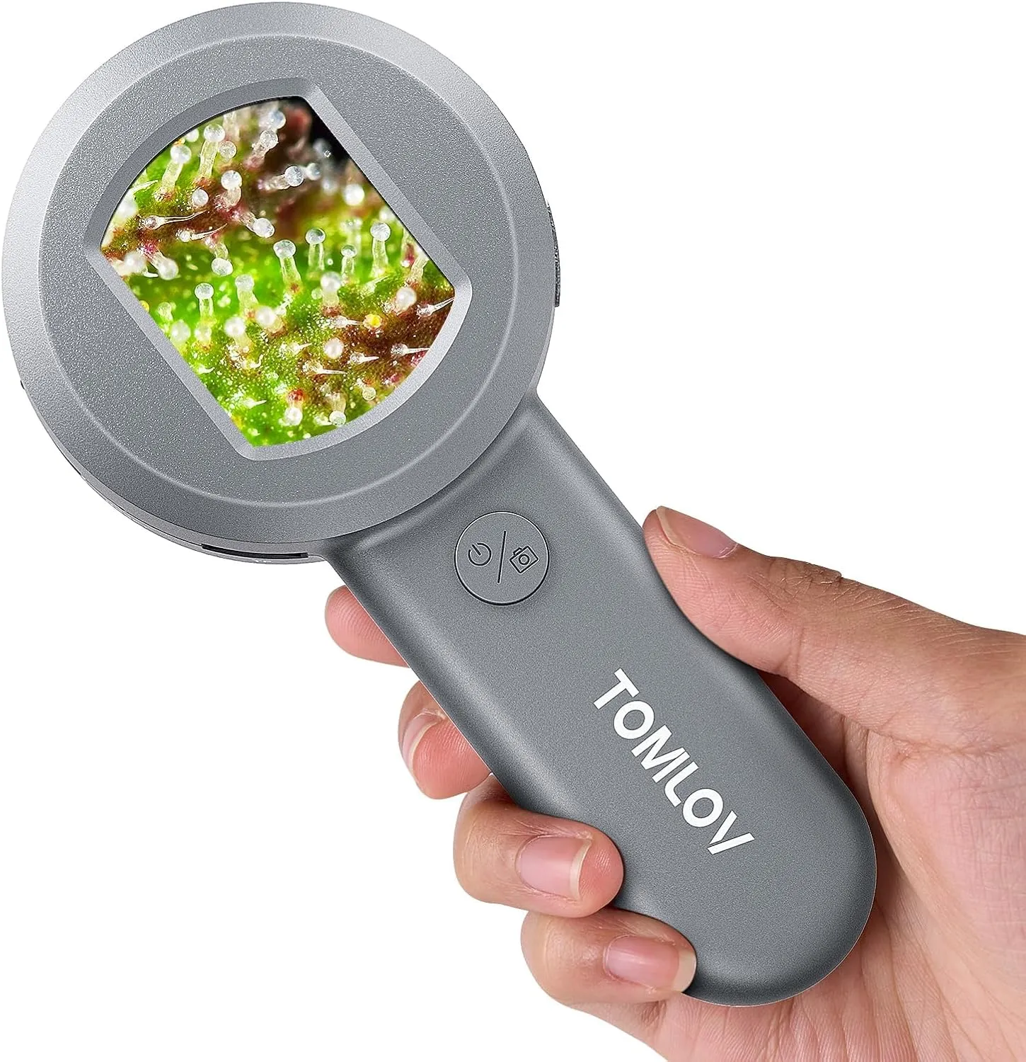 TOMLOV P10 Microscope for Adults Kids, Portable 100X Illuminated Jewelers Loupe, Handheld Coin Magnifier with Light for Collectors, Pocket Trichome Magnifying Glass, Digital Microscope with 2" Screen