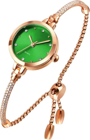 TOOCAT Women Analog Quartz Watch Bling Rose Gold Watches with Glitter Diamonds Bracelet Waterproof Quartz Wristwatch for Female Student