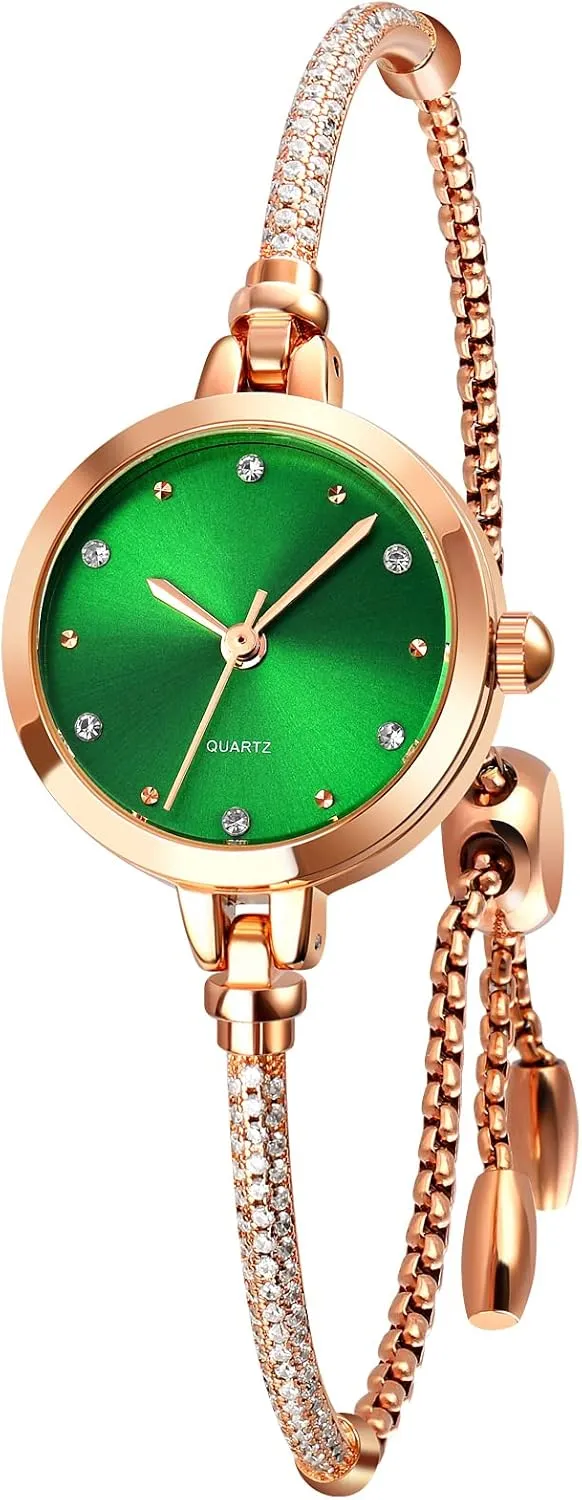 TOOCAT Women Analog Quartz Watch Bling Rose Gold Watches with Glitter Diamonds Bracelet Waterproof Quartz Wristwatch for Female Student