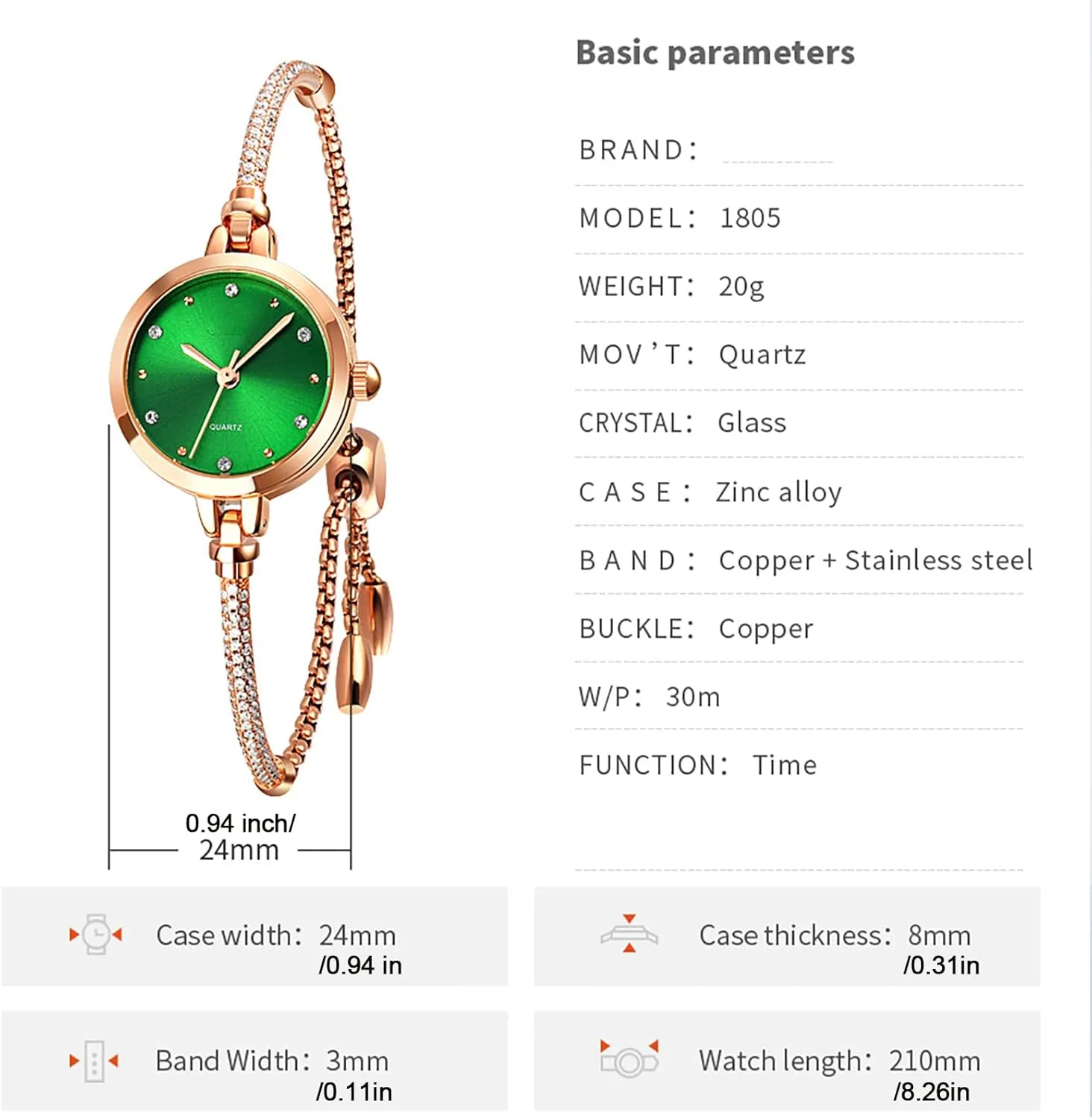 TOOCAT Women Analog Quartz Watch Bling Rose Gold Watches with Glitter Diamonds Bracelet Waterproof Quartz Wristwatch for Female Student