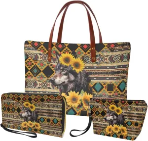 Top Handle Purse for Women, Large Tote Handbag With PU Wallet Set, Gift for Mom