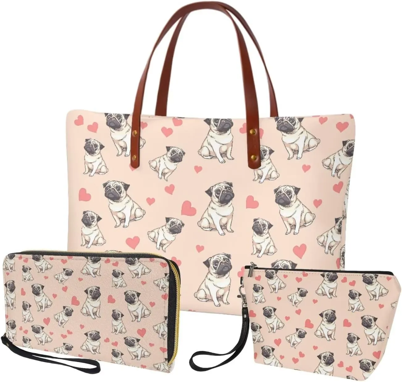 Top Handle Purse for Women, Large Tote Handbag With PU Wallet Set, Gift for Mom