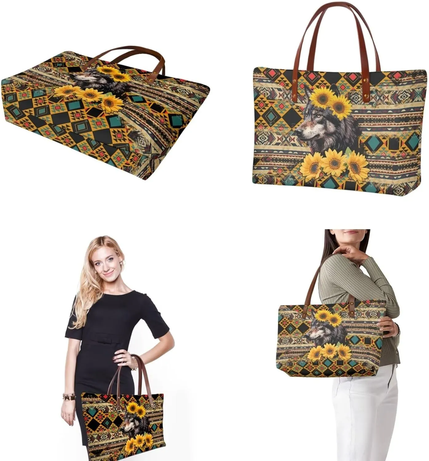 Top Handle Purse for Women, Large Tote Handbag With PU Wallet Set, Gift for Mom
