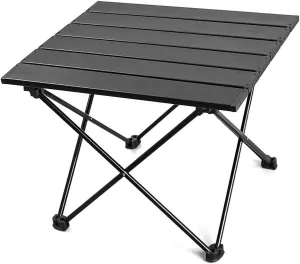 Topyond Portable Folding Table, Aluminum Alloy Camping Table with Front Pocket Design, Stable Support Frame Lightweight Table for Outdoor Picnics and Travel (M with Storage Bag)