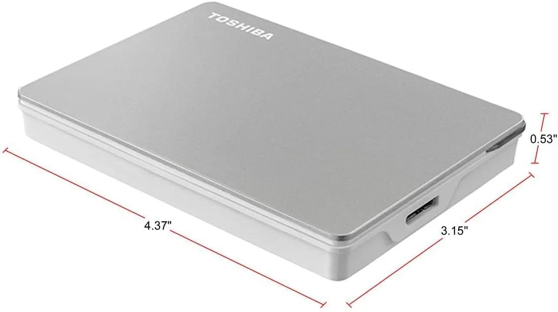Toshiba Canvio Flex 2TB Portable External Hard Drive USB-C USB 3.0, Silver for PC, Mac, & Tablet - HDTX120XSCAA