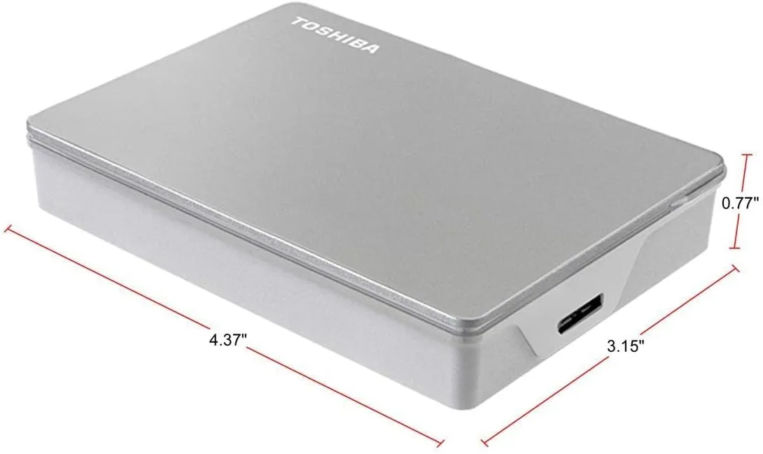 Toshiba Canvio Flex 4TB Portable External Hard Drive USB-C USB 3.0, Silver for PC, Mac, & Tablet - HDTX140XSCCA