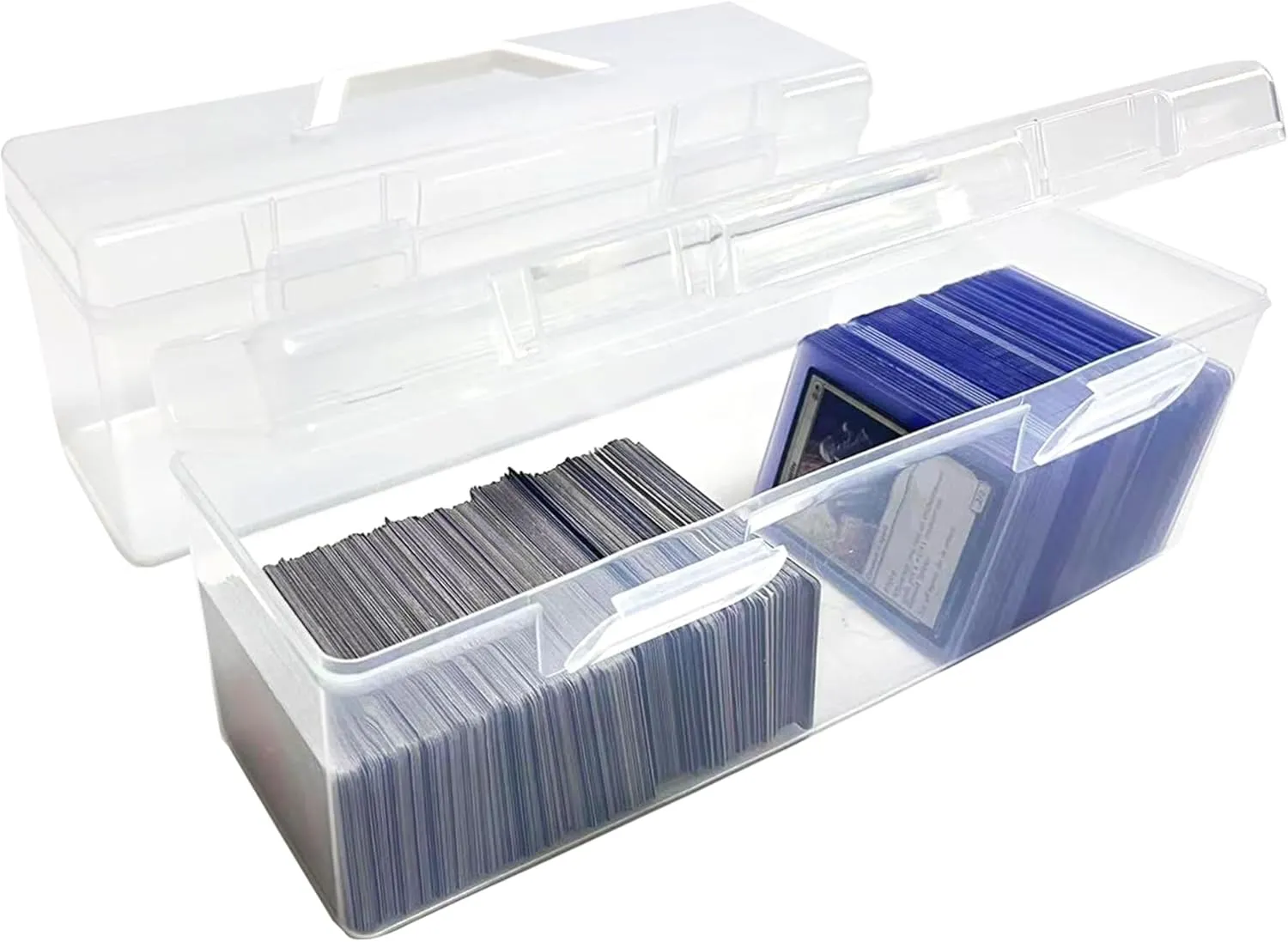 Trading Card Storage Box for Toploader, Plastic Card Case Hold up to 200 Toploaders Fit for MTG/TCG/Sports/Standard Cards (2PCS)