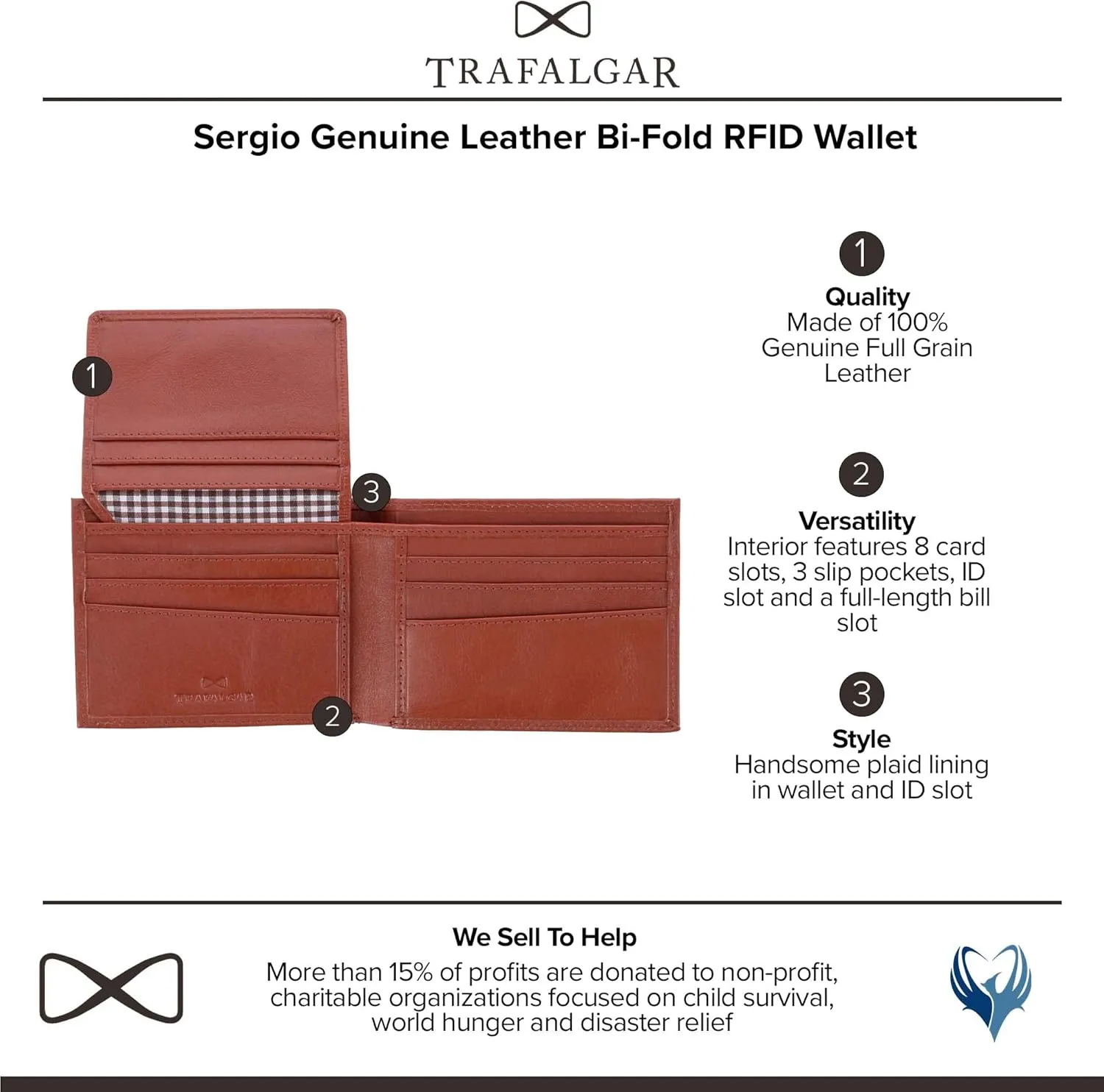 Trafalgar Men's Sergio Genuine Leather RFID Bi-Fold Passcase Wallet