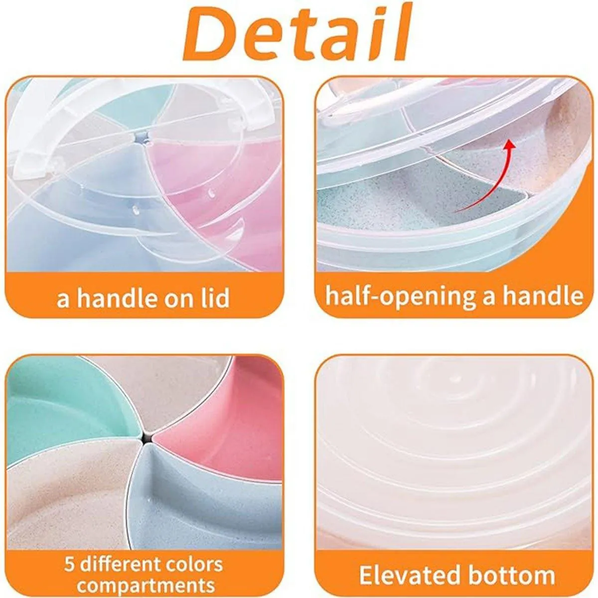Transparent Round Fruit Plate Living Room House Plastic Serving Tray Organizer