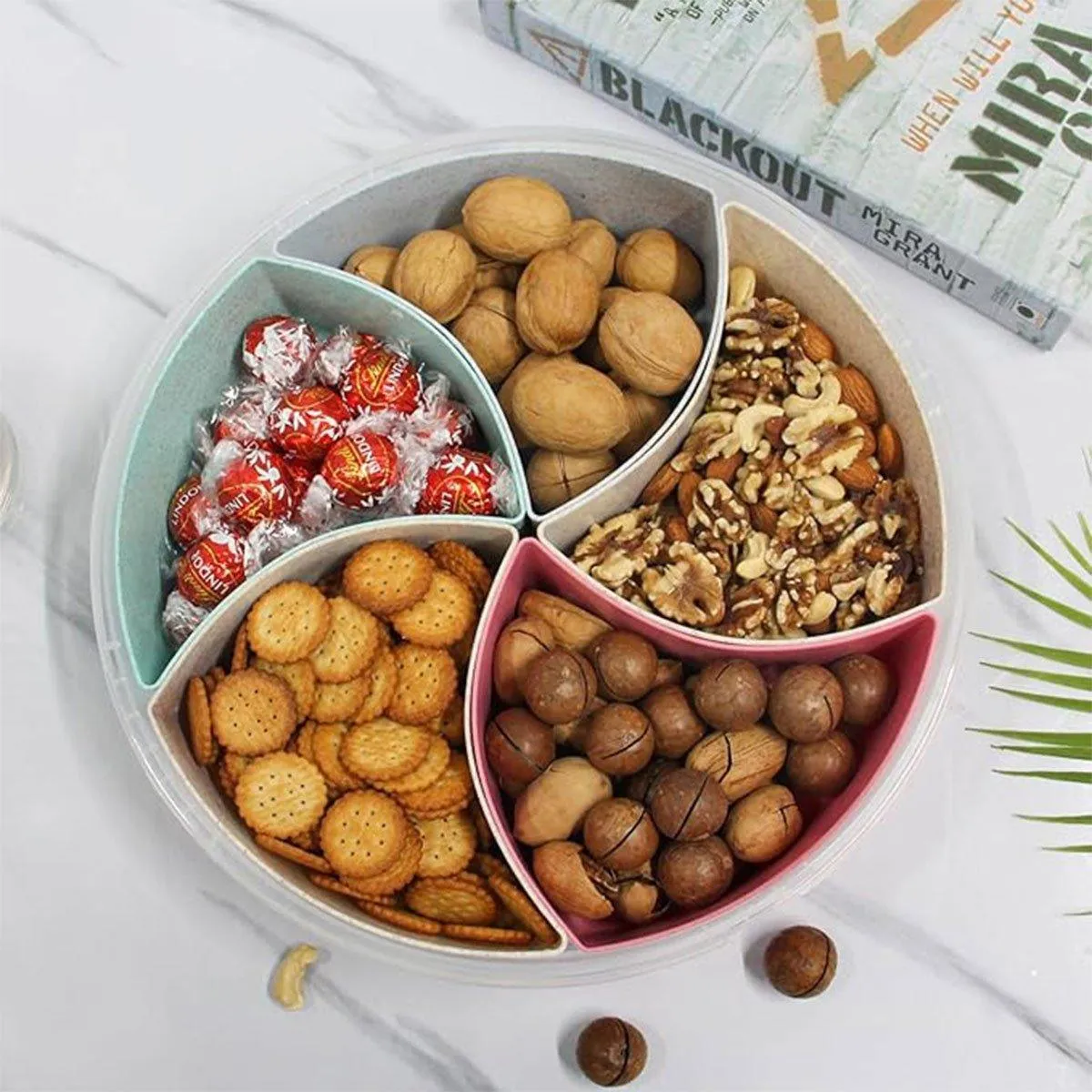 Transparent Round Fruit Plate Living Room House Plastic Serving Tray Organizer